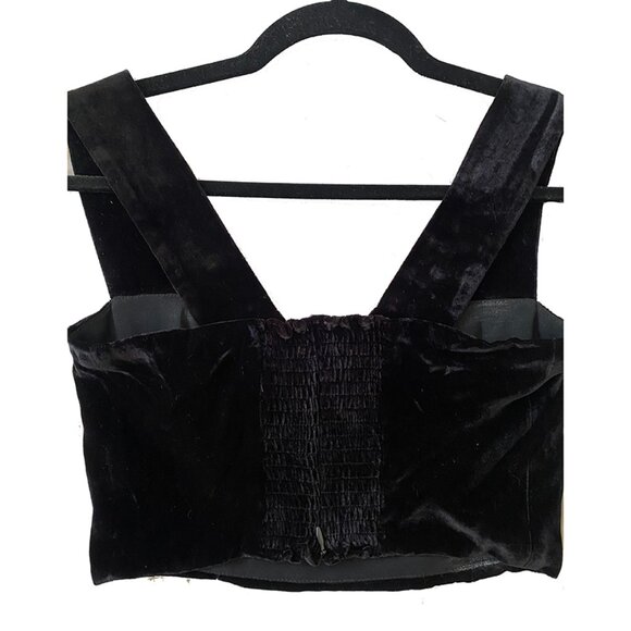 Reformation Black Velvet Cropped Top - Size 2 - Picture 4 of 6